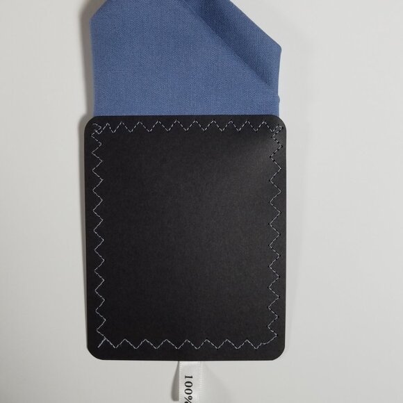 New - Slate Blue Cotton Pre-Folded Pocket Square Handkerchief Insert - Picture 4 of 6